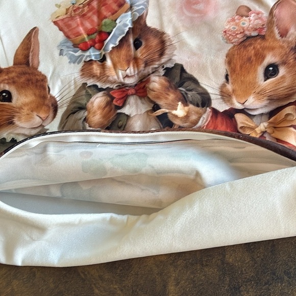 NWT Beatrix Potter Peter Rabbit inspired tea time throw pillow cover nursery OS - Picture 11 of 13